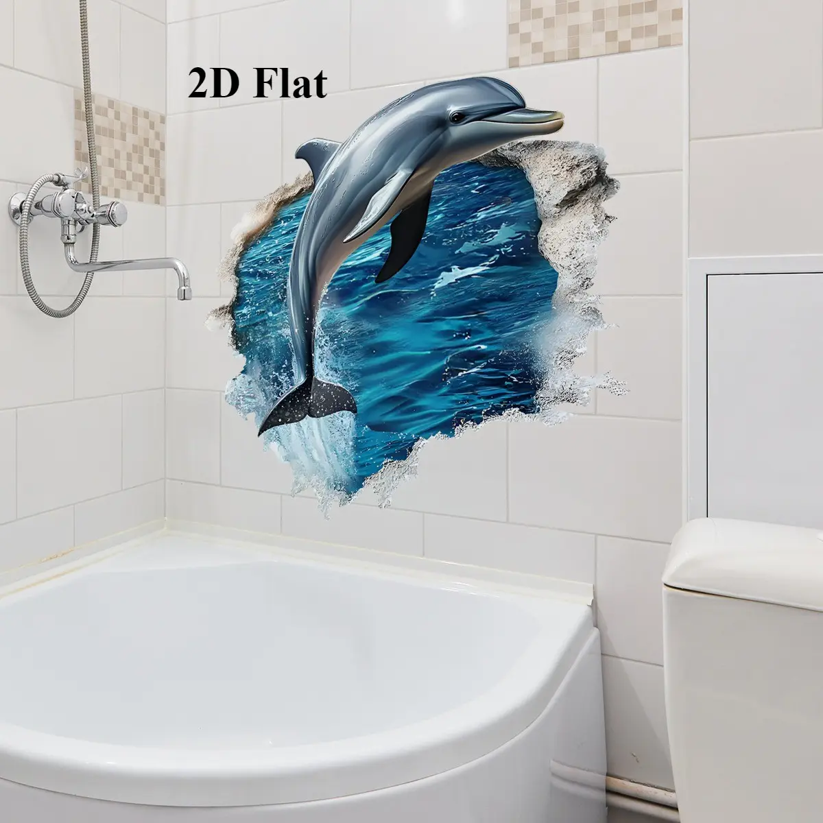 Set of 4 Dolphin Wall Stickers, 30x90cm Self-Adhesive Decorative Decals Wall Stickers Decorations Home Decor for Living Room, Bedroom, Bathroom, Ocean Theme Wall Art