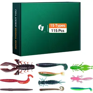 10 Popular Soft Fishing Lures Kit with Bonus 5 Types of Accessories, Ideal Fishing Gear Gifts for Beginners/Women/, -in- Box Ready to Fish Bass Trout Panfish in Freshwater/Saltwater