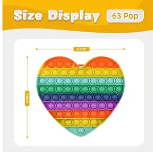 MOGAMI Fidget Toys Pop Heart Push Game Pop Poppers Bubble Fidget Sensory Toy Stress Relief [Rainbow Medium]