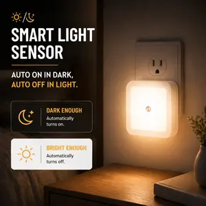 LED Night Light Plug-in, Dusk to Dawn Automatic Sensor Light, Soft White Energy-Efficient Night Lamp for Bedroom, Hallway, Bathroom, Nursery, Corridor, Staircase, and Entryway