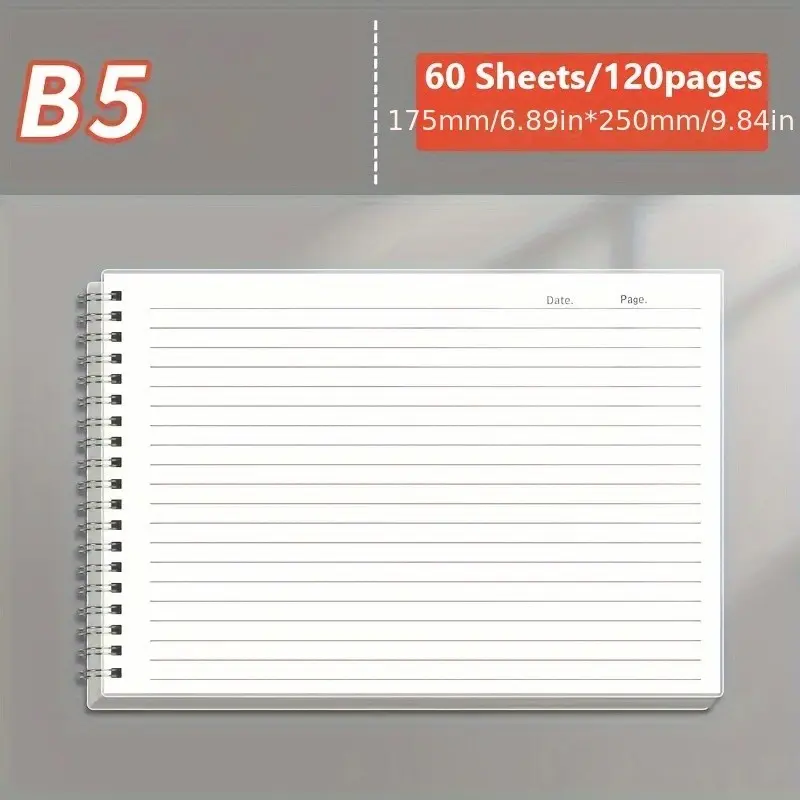 1/4pcs B5 Spiral Notebook, Thick Transparent Tear-Off Pages, Journal & Memo Pad, Office School Supplies, School Notebooks, Perfect Gift for Christmas Back-To-School
