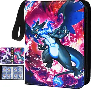 Toson Charizard Mewtwo Trading Card Binder Holder Case Album Book - 50 Sheets - Holds up to 400 Cards for Pokemon with Rod Sleeves and Durable Protection
