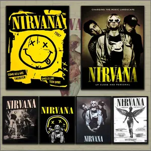 PIKPAKA Band Hot N-NirVanaS Classic Singer Rock Roll Cool Poster Unframed Art Print HD Sticky Waterproof Wall Art, Vintage Wall Art, High Quality Print Home Decor Easy-To-Apply Gift Durable