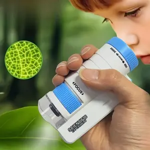 Teenager LED Handheld Mini Microscope, Portable Educational Science Toy, High-Definition Observation, Perfect Gift for Kids