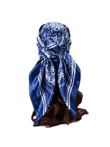 Simple European and American Fashion Spring Summer New Satin 90*90 Small Cashew Square Scarf Shawl Wrap