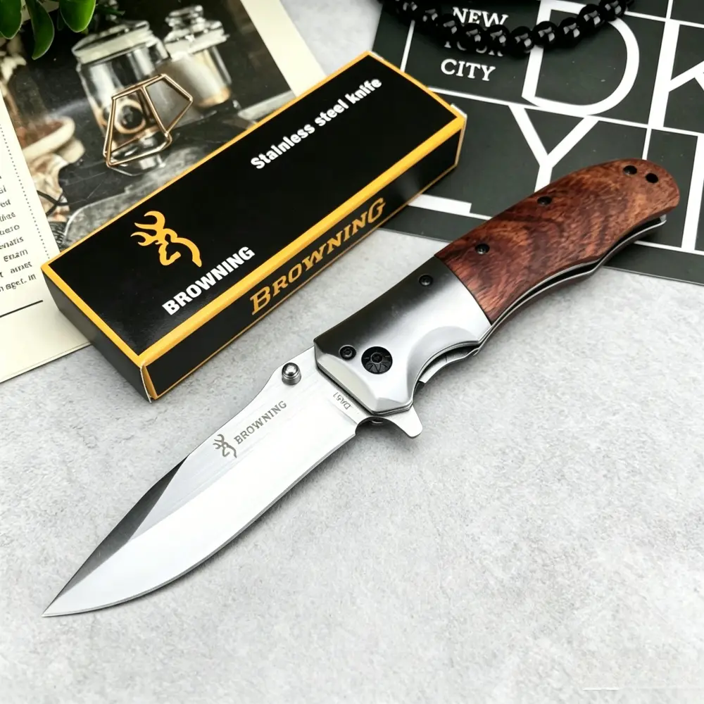 Best-Selling DA51 Outdoor Folding Knife with 5Cr13Mov Blade, Colorful Wood + 420 Steel Handle—EDC, Camping Tools, Pocket Knife, Jungle Survival, Multi-Purpose Cutting, Multipurpose Tool, Rescue, and Hiking Tool, Stainless Steel Tool