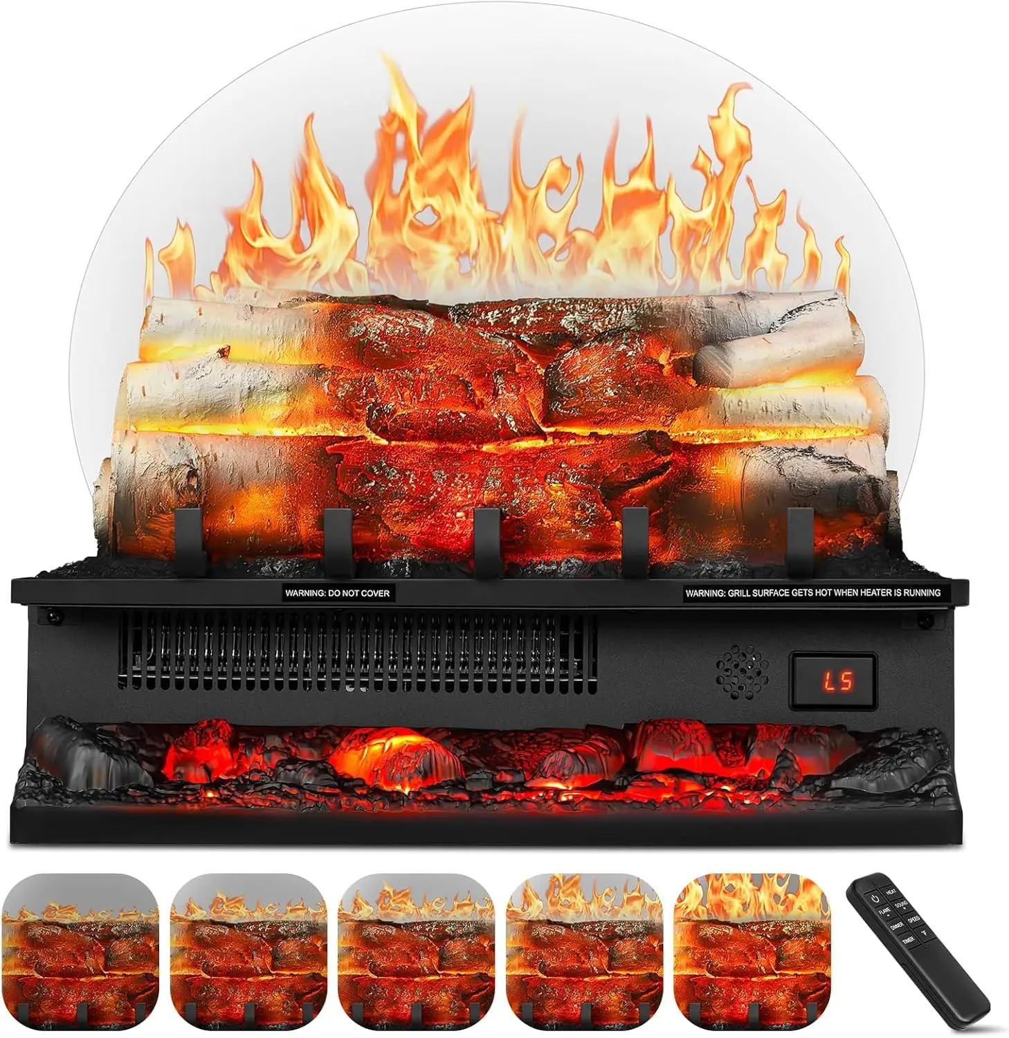 R.W.FLAME Electric Fireplace Log Heater,Remote Control, Adjustable Flame Brightness, Realistic Ember Bed, Overheat Protection, For Home and Office, 75