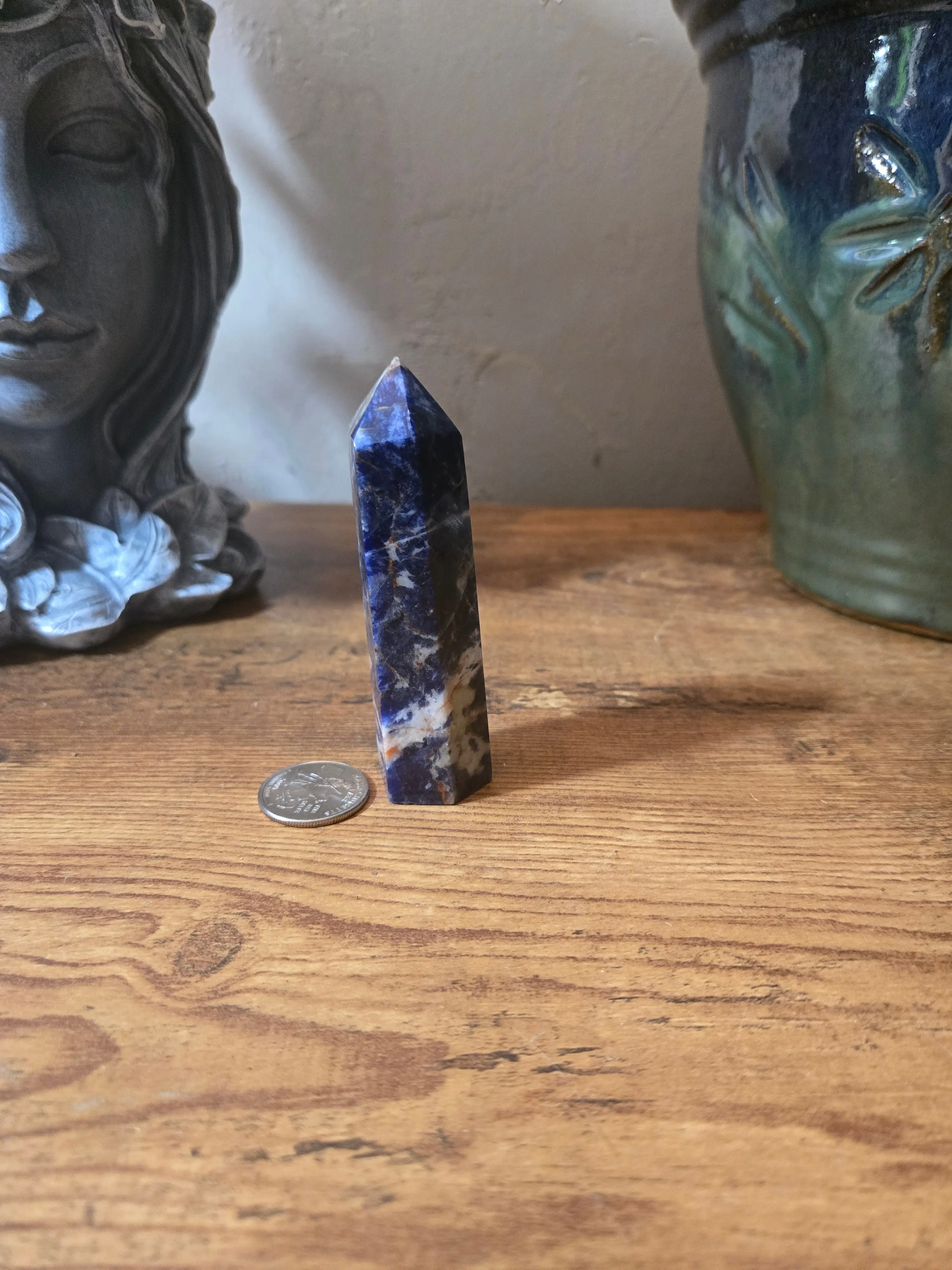 Natural Sodalite Crystal Tower, a Polished Hexagonal Point, Apothecary Spiritual Aid for Harmony and Mental Clarity, Natural Crystal Decor for Truth Seekers, Natural Crystal Decorations