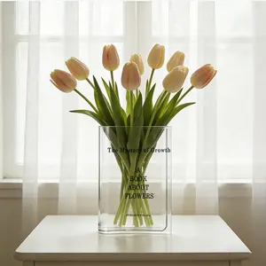 1pc Acrylic Flower Vase, Transparent Book-Shaped "The Mystery of Growth" Themed Acrylic Vase for Home Decor, Perfect Home Decoration for Spring and Summer，Unique Modern Cute Aesthetic Cool Book-Style Vase For Bookshelf，Perfect Decor for Bedroom, Office