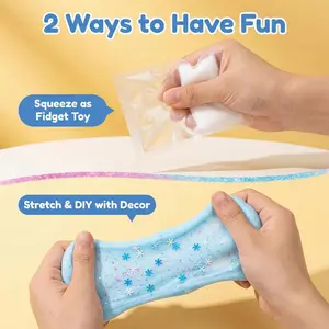 Kidmido Squeeze Slime, Two Ways to Play, Portable and Simple, Ideal for Squeezing and Pinching, Contains Pva Glue and Activator