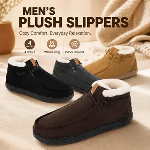 XJYQZFJT Men's Moccasin Slippers, Soft Faux Fur Lined House Shoes for Casual Walking, Warm Indoor Outdoor Footwear with Non-Slip Sole