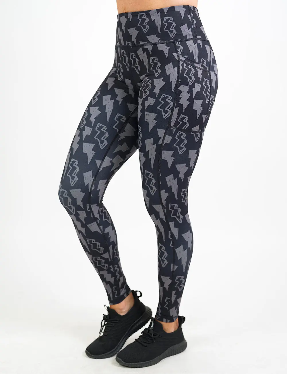 Women's Shadow Thunderstruck Compression Graphic Bottoms, Polyester-Spandex Blend Pants Gray