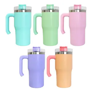 Tumbler, 20 oz, metal cup, twist on lid, plastic straw, cold for 12 hours, hot for 6 hours, travel mug drinkware Flasks, coffee cup with a set of free unique "?" shaped glass straws