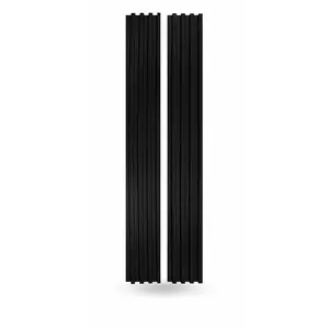 Ultra Black Wood Slat Wall Panels for Interior & Exterior Walls, Stout Design, 94 & 106" Long x 5 3/4 Width, Acoustic & Decorative Wood Grain Wall Paneling, Modern Home Decor for Living Rooms, Bedrooms, Offices & TV Feature Walls