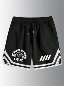 Men's Retro Powerhouse Gym Workout Shorts - Striped Athletic Basketball Shorts for Bodybuilding & Weightlifting, Quick Dry Breathable Elastic Waist Gym Shorts with Pockets, Vintage Fitness Streetwear for Summer Training & Casual Outfits