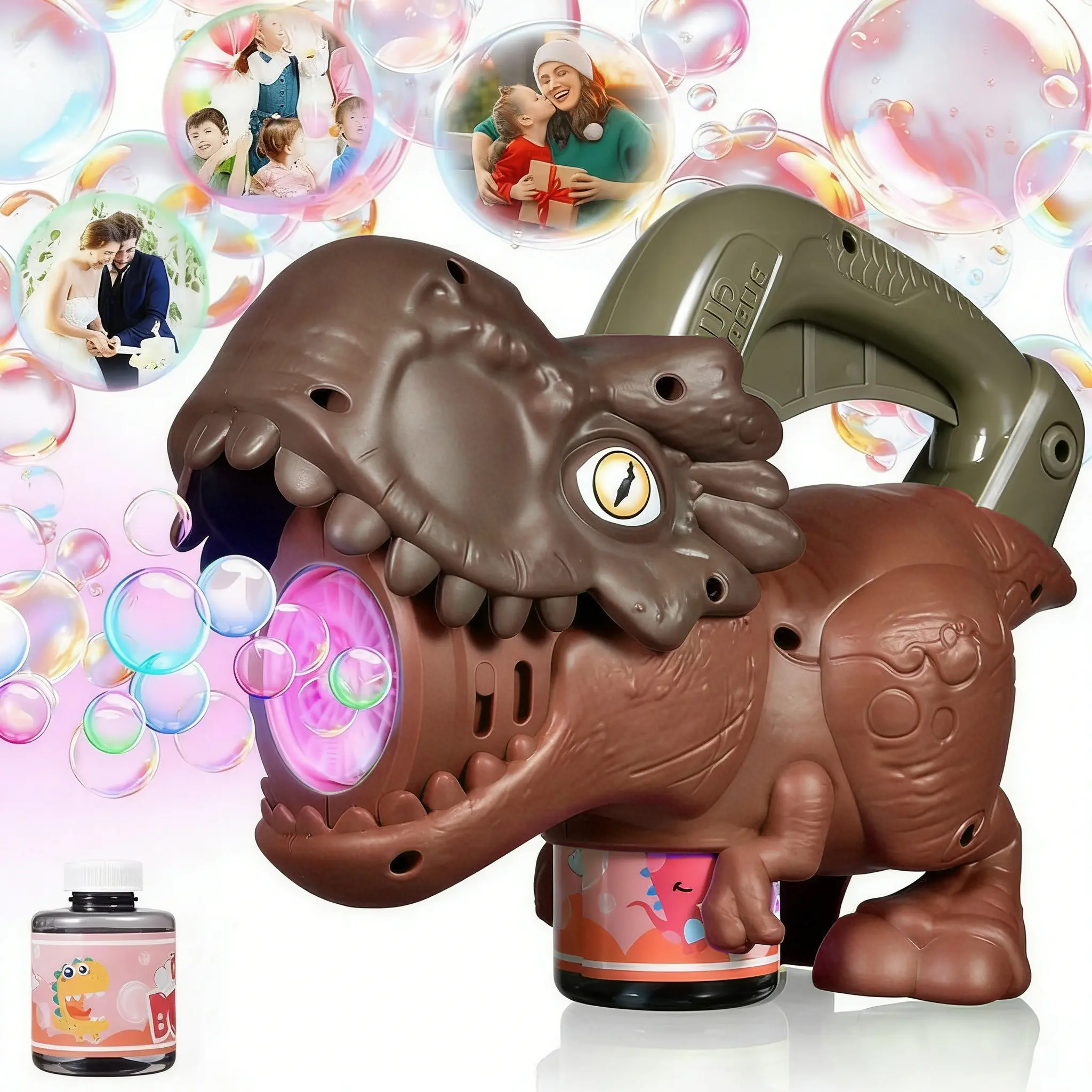 Dinosaur Bubble Machine for Kids, Automatic Bubble Blower with Colorful ...