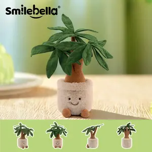 Smilebella Kawaii Money Tree Plushie  | 14" Cute Potted Plant Stuffed Toy for Good Luck | Aesthetic Room Decor Desk Buddy | Unique Birthday & Housewarming Gift for Plant Parents & Nature Lovers