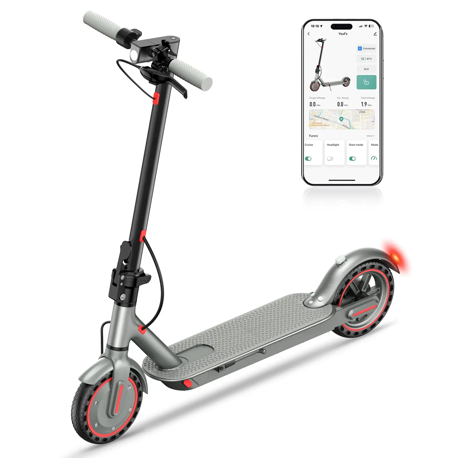 D8 Pro Sport multi-scenario Electric Scooter, Range of 12-14 Miles,Max.Speed 19MPH Max Speed, 36V 7.8/10.5AH Battery, Dual braking system is safer