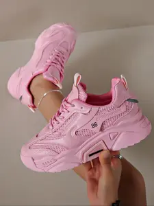 Women's Fashionable Lace Up Platform Sneakers, Casual Comfortable Breathable Sports Running Shoes, Athletic Running Shoes, All-match Round Toe Chunky Sneakers for Daily Wear