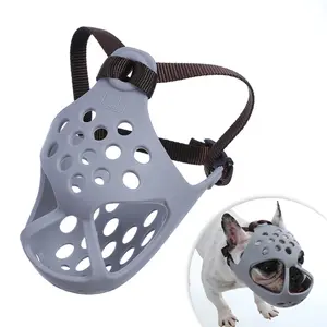 Dog Muzzle for Short Snout Dogs Breathable Holes Prevent Biting Chewing Mesh Muzzle Size S/ M/L/XL
