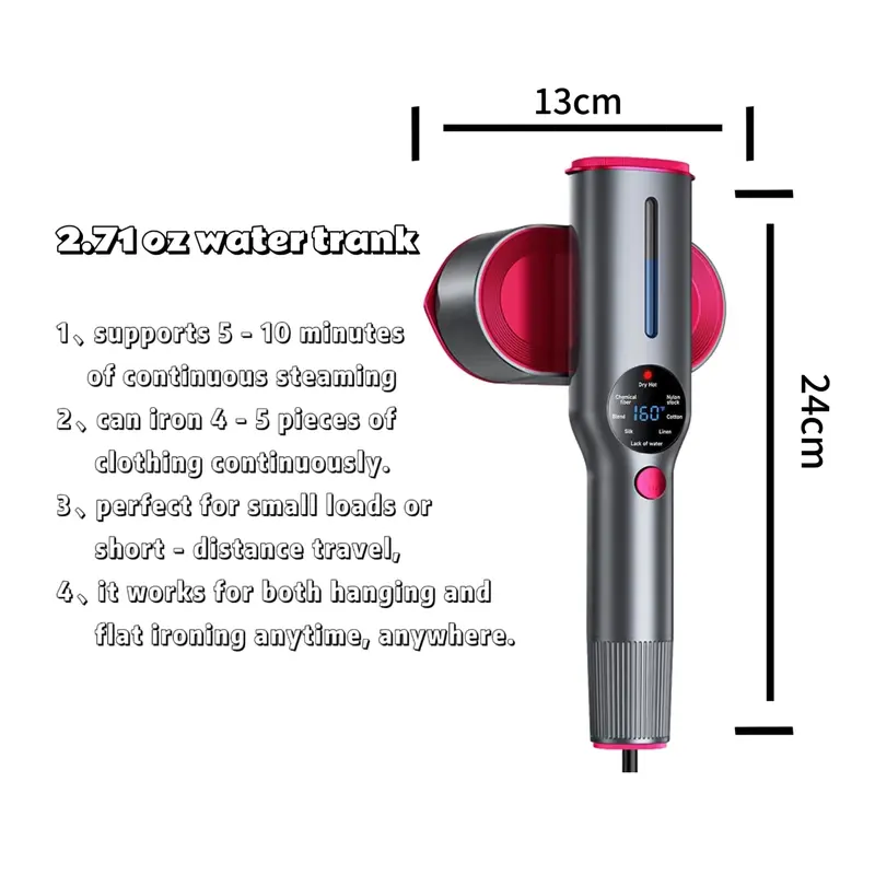 Product Introduction of Dr.Flash Garment Steamer for Clothes, Portable Travel Clothing Steamer Iron, 7 Mode with LED Display, 5s Fast Heating, 90&deg; Swivel Handle, New Year Gift 9