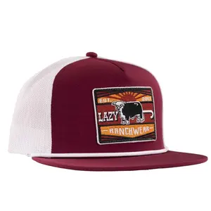 Lazy J Ranch Wear Unisex Smokeless Maroon & White Mesh Back Snapback Hats