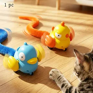 Cartoon Cat Toy with Zipper, Non-Electric, Realistic Chicken Duck Plush Tail Caterpillar, Interactive Pet Toy, Fun and Educational for Cats