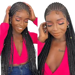 SuperNova 36" Premium Synthetic Box Braided Wigs Knotless Braided Wigs With Baby Hair For Black Women