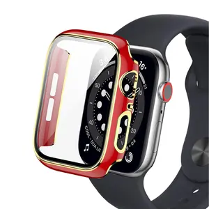 Wearable Protective Bumper Case with Screen Protector for Apple Watch-Red , Protective Cover Accessories