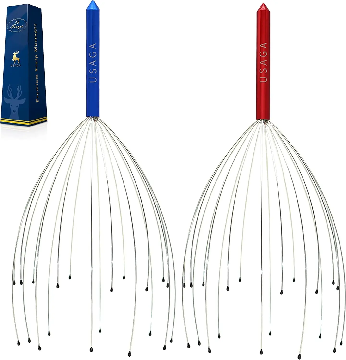 20-Prong Head Massager with Adjustable Metal Arms for Deep Relief and Tingling ASMR, Scalp Scratcher with Soft Rubber Tips for All Hair Types, Metal Prongs, Adjustable Arms