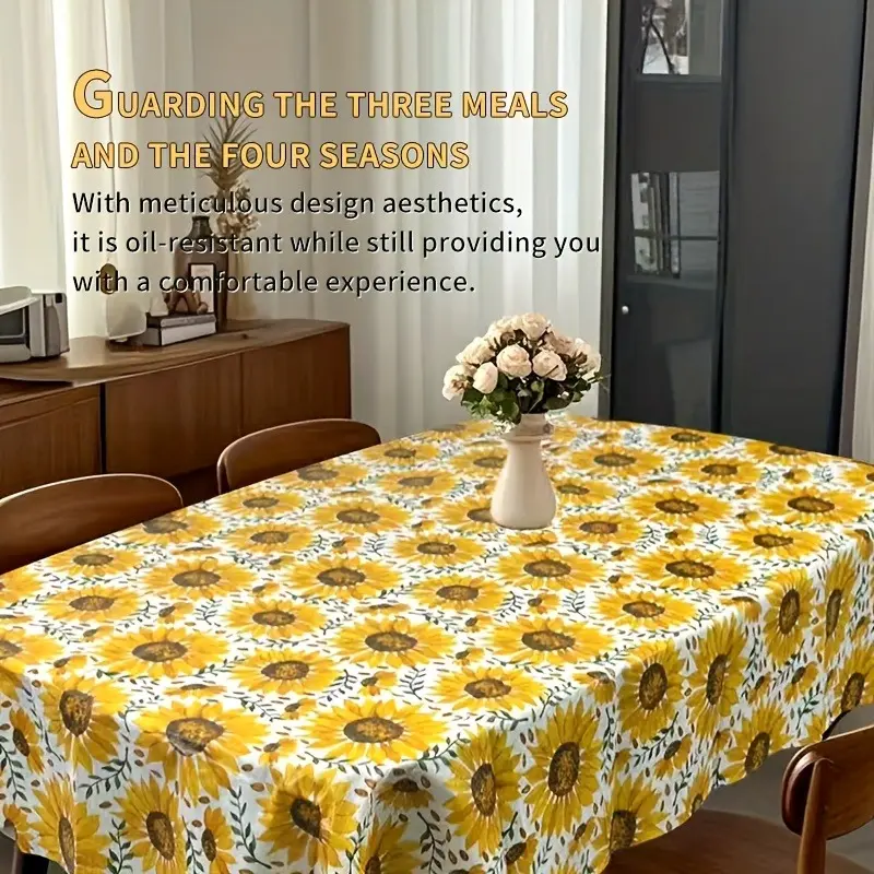 1 piece, sunflower-colored tablecloth for dining room and living room, suitable for aesthetic home decoration, perfect for kitchen and dining room