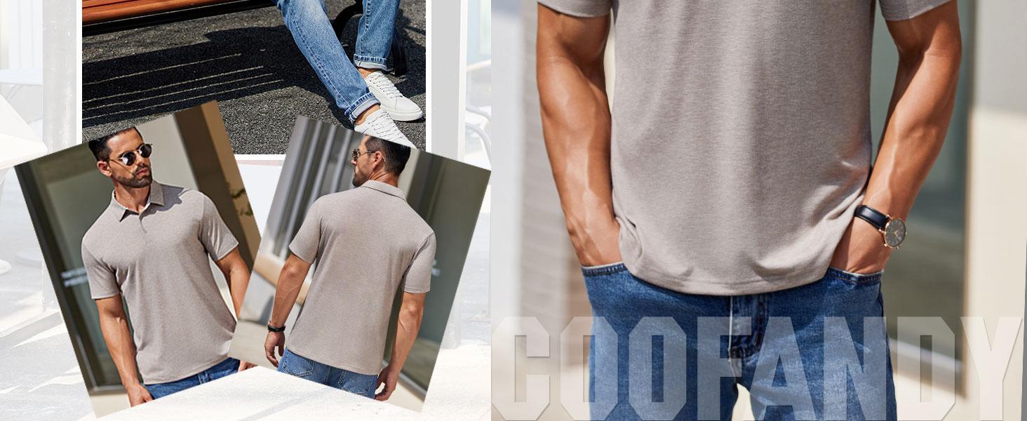 COOFANDY Men's Shirts Golf Polo Shirts Short Sleeve Moisture Wicking Basic Tee Summer Casual Polo Shirts
