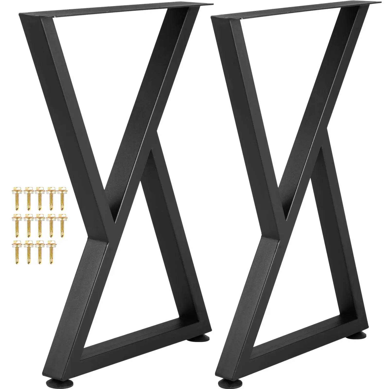 【Fallpicks】VEVOR Heavy-Duty Steel Z-Shape Furniture Legs, 28x18in Set of 2 Corrosion-Resistant Legs with 0.08"/2mm Height-Adjustable Feet, 1000 lbs Load Capacity, Rubber Mats for Office Desk, Dining Table (for DIY Users)