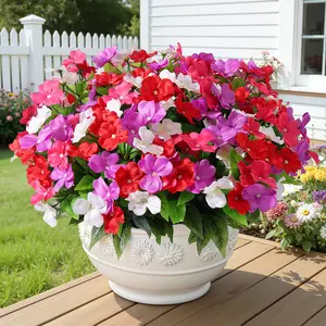 SHareconn Artificial Big Impatiens Flowers UV Resistant Faux Silk Spring Decor 16/8 Bundles 14.5" Long for Indoor Outdoor Porch Patio Yard Window Box Plastic Fake Greenery Plants Realistic & Elegant Durable & Flexible Maintenance-Free