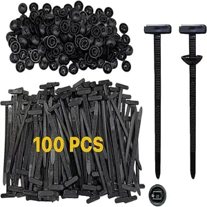 100pcs Heavy Duty Nylon Cable Tie Buckle Clips - Self-Locking Zip Ties Holder with Pin & Button Design, Multipurpose Repair Tool for Car Maintenance, Automotive DIY, and Home Use, Versatile Accessory, Durable Construction