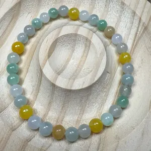Multicolor jadeite bead bracelet