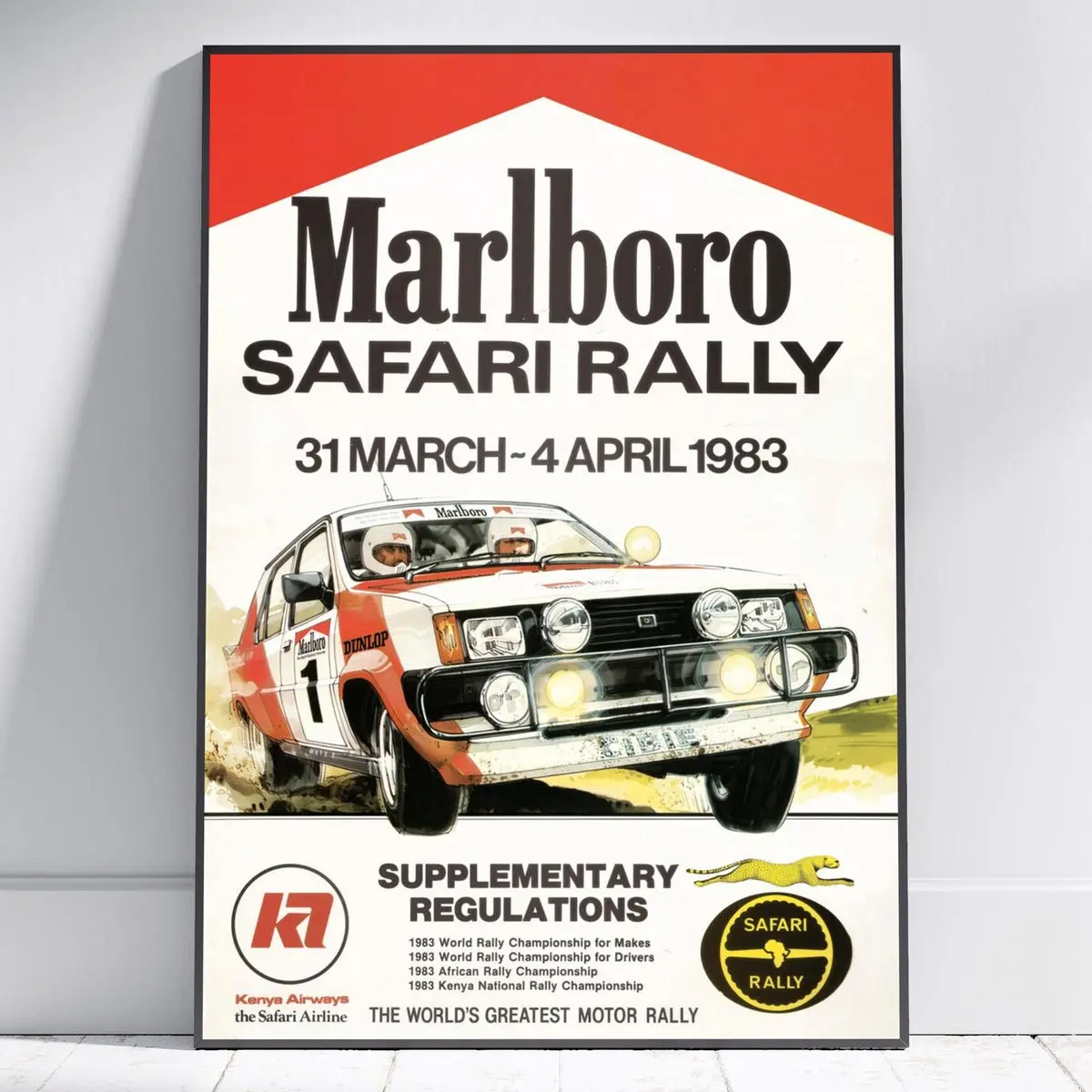 1983 Marlboro Safari Rally Poster  Vintage Nissan Racing Art (Kenya)