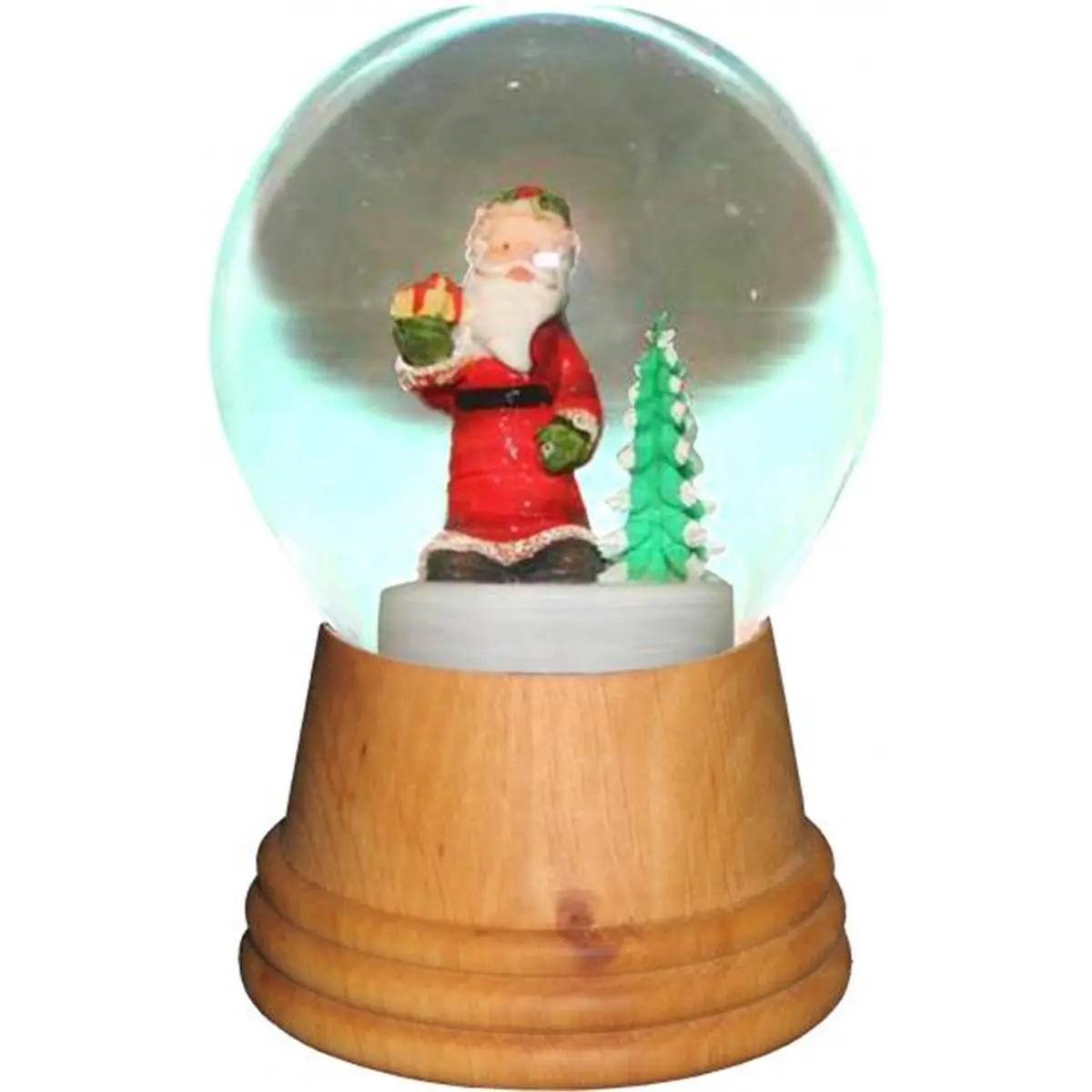 Alexander Taron 2552 Perzy German Craft Snowglobe - Medium Santa with Tree Christmas Ornament, 5"h x 3.5"w x 3.5"d Collectibles Figurines & Miniatures, Wooden Base Festive Home Decorations