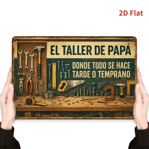 1pc 11.81x7.87inch - Papa's Workshop Tin Sign, Spanish Dad's Workshop Decorative Sign for Garage, for Man Cave, Tool Shed Wall Decor, Gift for Dads, Handymen