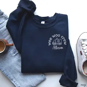 Custom Name Wee Woo Crew EMT Sweatshirt, Custom Paramedic Crewneck, Cute ER EMS Sweater, 911 Dispatcher Gift, Ambulance Shirt
