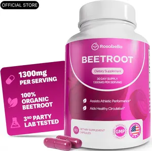 Rosabella Organic Beetroot Capsules (1300mg) for Blood Flow & Heart Health
