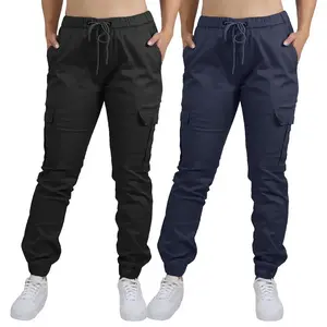 2-Pack Women’s Cotton Flex Stretch Cargo Hiking Combat Quick-Dry Jogger Pants (Sizes, S–2XL)