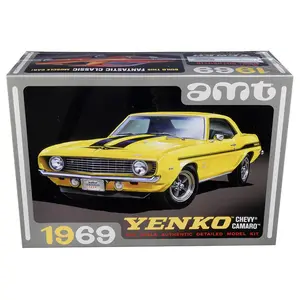 212 MAIN Vintage Plastic 1:25 Scale 1969 Camaro Yenko Classic Car with Yenko Stripes, Skill 2 Model Kit for Small Animal Enrichment