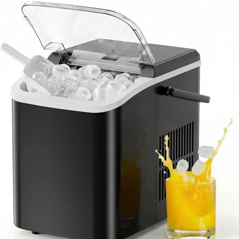 Kayoura Portable Ice Makers Countertop with Handle - 26lbs/24Hrs Fast Ice Machine, 9 Bullet Ice Cubes in 6 Mins, Self-Cleaning, with Ice Basket and Scoop for Home, Kitchen, RV, Camping, Black small appliance countertop icemaker electric cube maker chill c