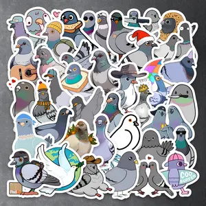 50Pcs Pigeon Stickers Pack, Sticker Packs, Waterproof Cute Cartoon Pigeon & Funny Bird Vinyl Decals for Laptop, Water Bottle, Journal & Scrapbook, Pigeon Lover Gift