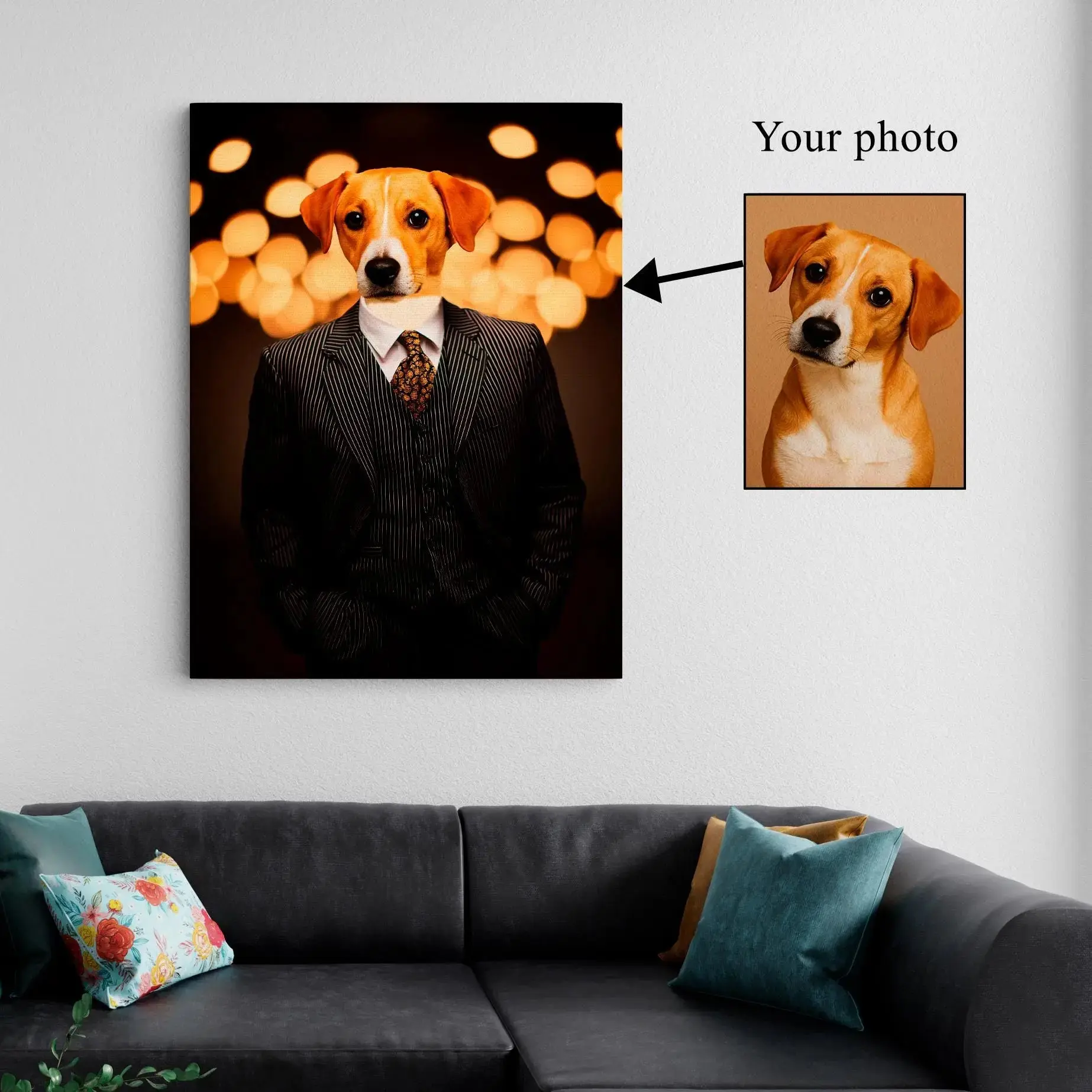 Gentleman Pup – Custom Pet Portrait Canvas