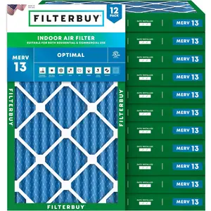 Filterbuy 24x36x2 Air Filter (12-Pack), Pleated MERV 13 Optimal Defense HVAC AC Furnace Air Filters (Actual Size: 23.75 x 35.75 x 1.75 Inches)