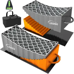 Leveling Blocks with Handles, 35000 LBS Load Capacity, Adjustable 0.5" to 4.7" Heavy Duty PP Camper Leveler for Travel Trailer, RV, Truck with Level & Carry Bag