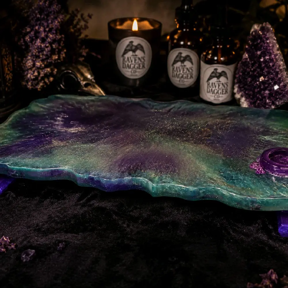 Handcrafted Resin Celestial Display Tray, Decorative tray - Ravens Dagger Co. LLC