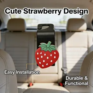 4pcs Strawberry Car Seat Back Hooks, Creative Multi-Functional Car Interior Decor, Car Accessories, Strong Load Capacity, Cute Style, Practical and Beautiful